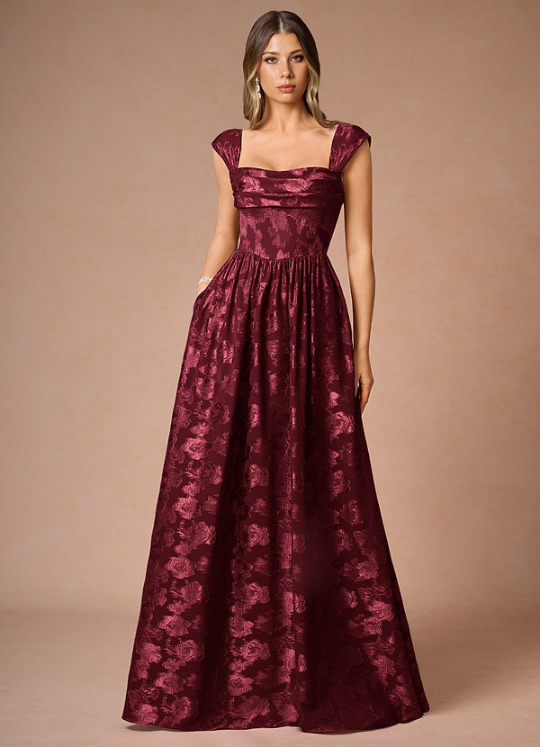 Hazel Wine Pleated Maxi Dress image1