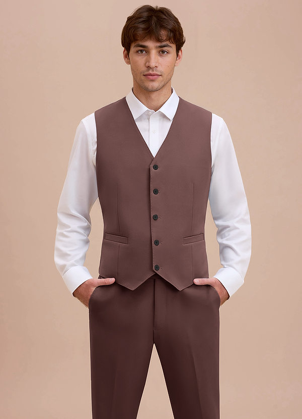 front Ethan Espresso Refined Weave Suit Vest