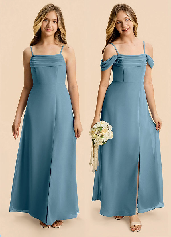 Azazie Lilly Junior Bermuda A-Line Pleated Chiffon Dress image1
