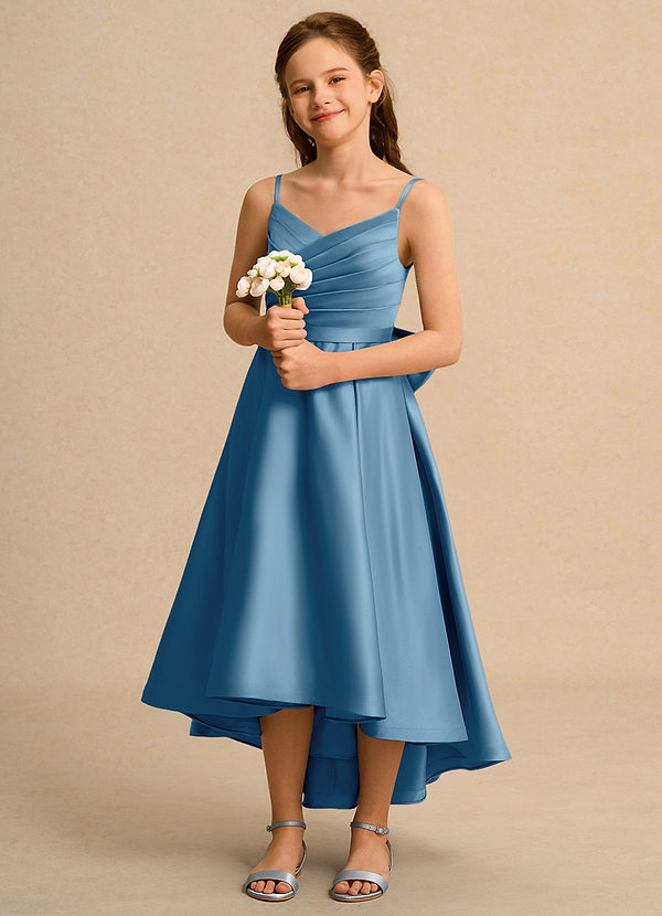 Azazie Sweets Junior Formal Klänningar för brudeflicka Klä A-Line i Matt satäng Plisserad image1