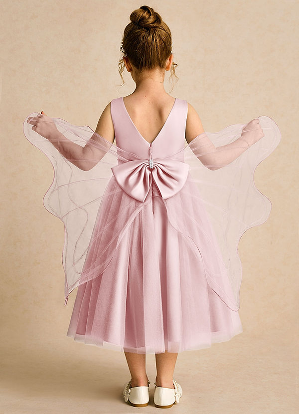 Azazie Pear Bloemenmeisjes Jurken Baljurk Jurk van Tule Boog Poederroze image1