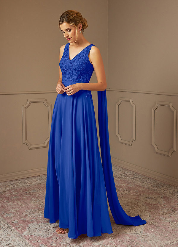 Azazie Joules Mother of the Brides Dresses Royal Blue A-Line Sequins Chiffon Dress image1