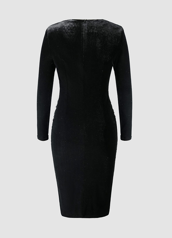 back Bronson Noir Robe mi-longue en velours à manches longues