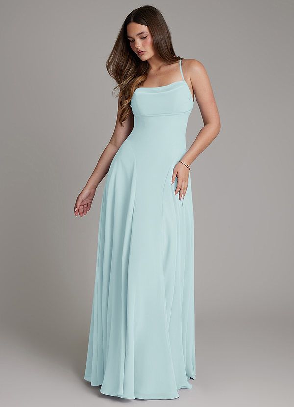 Azazie Irelia Bridesmaid Dresses Sea Glass A-Line Sweetheart Neckline Chiffon Dress image1