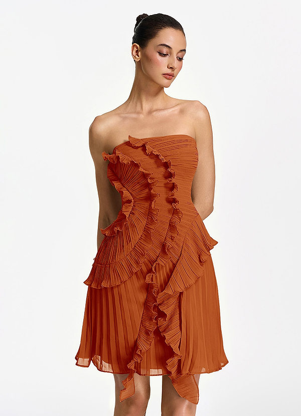 Ilona Paprika Robe mini bustier plissée à volants et lacets image1