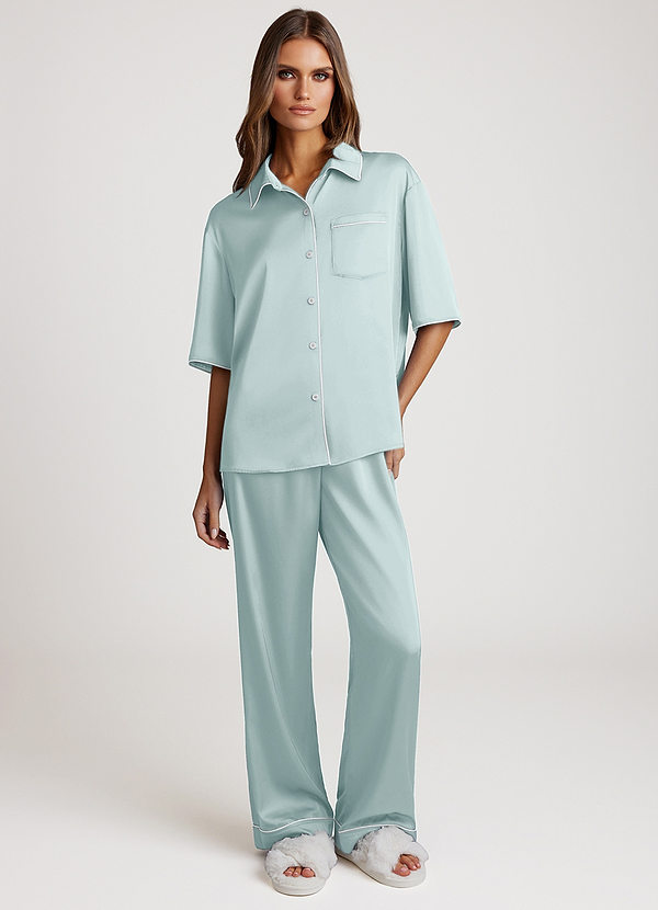 front Mist Contrast-trimmed Pajama Set