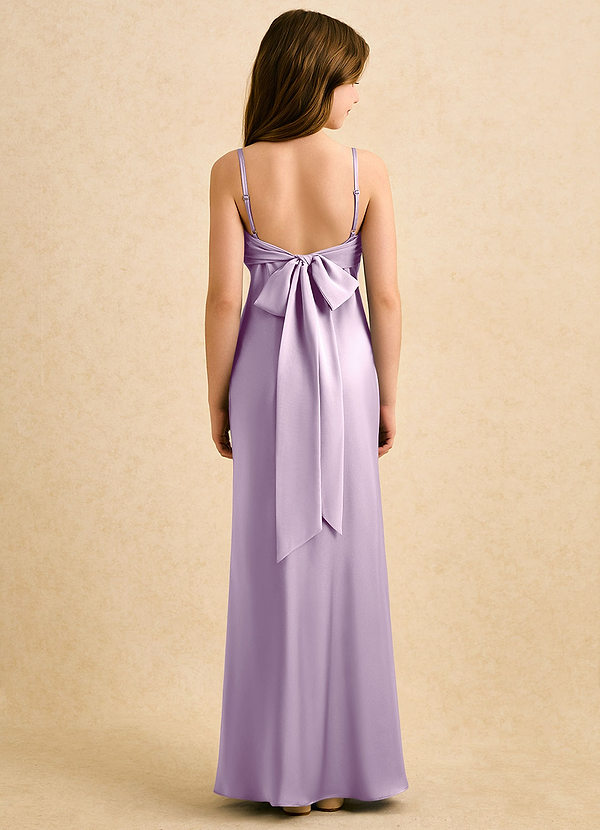 Azazie Ellie Girls Formal Sukienki dla dziewczynek sypiących kwiaty Syrena Pofałdowany Satyna elastyczna Długość podłogi Sukienka image1