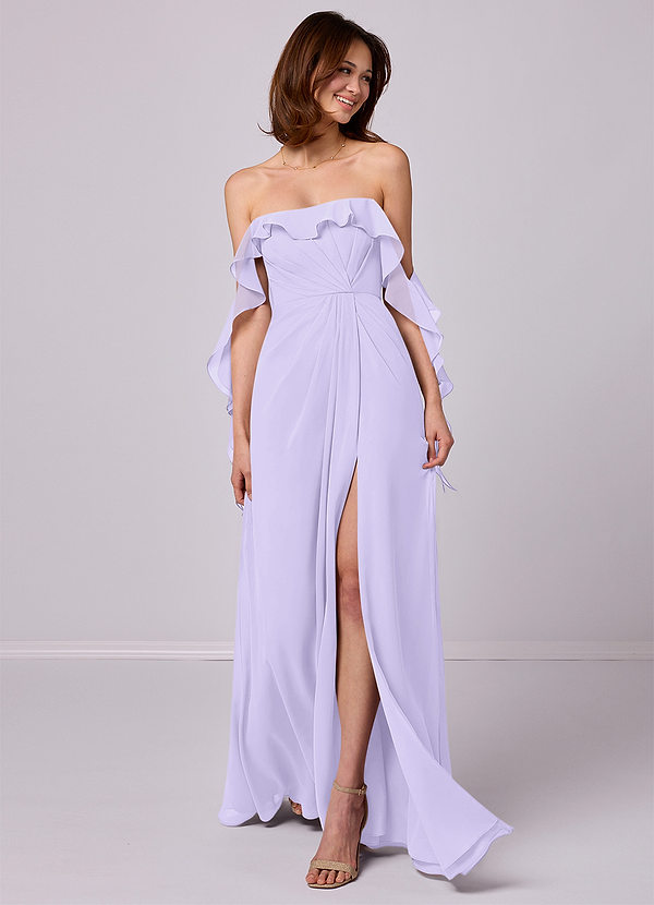 Barbie ♥ Azazie Bridesmaid Dresses A-Line Off the Shoulder Chiffon Floor-Length Dress image1