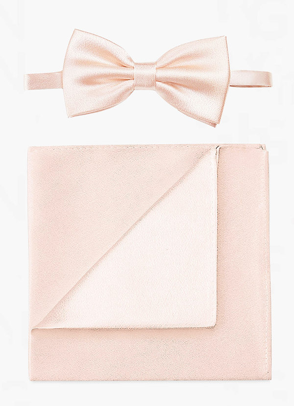 front Ensemble nœud papillon et pochette en satin métallisé