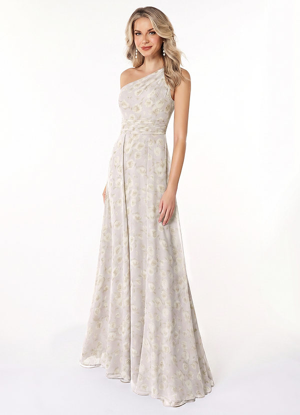 Azazie Dallas Brautjungfernkleider A-Linie One-Shoulder Chiffon Kleid Flieder Verträumt Blumig image1