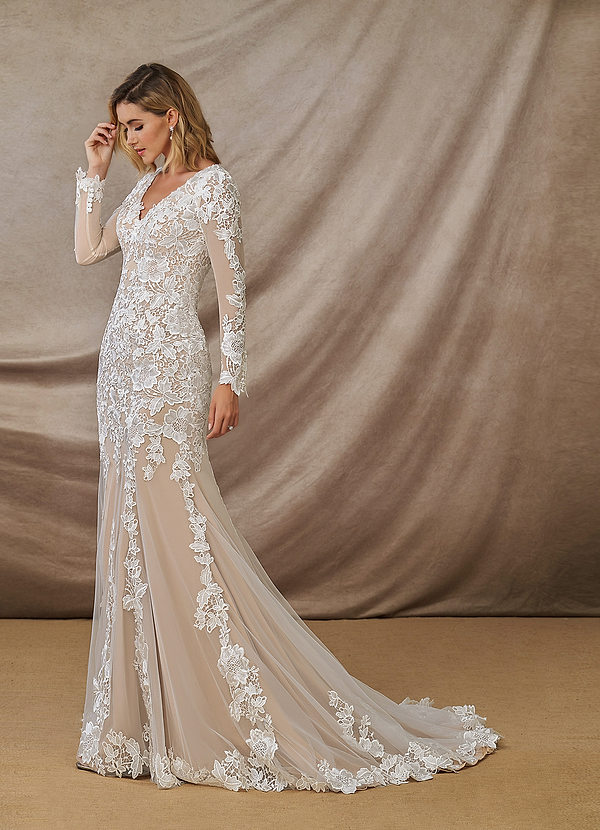 champagne color bridal dress