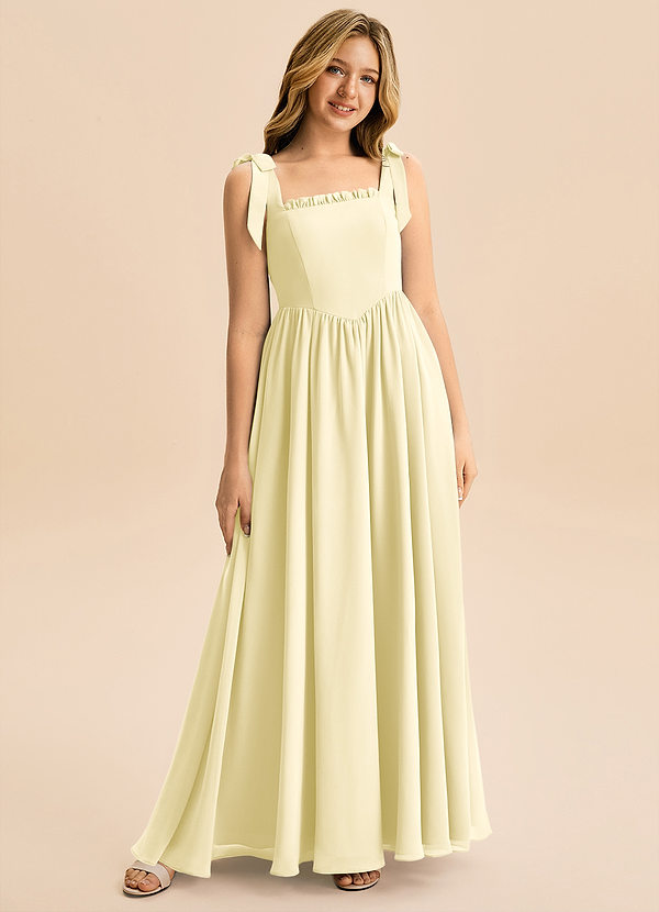 Azazie Delia Junior Abito A-Line in Chiffon Fiocco Sorbetto Al Limone image1