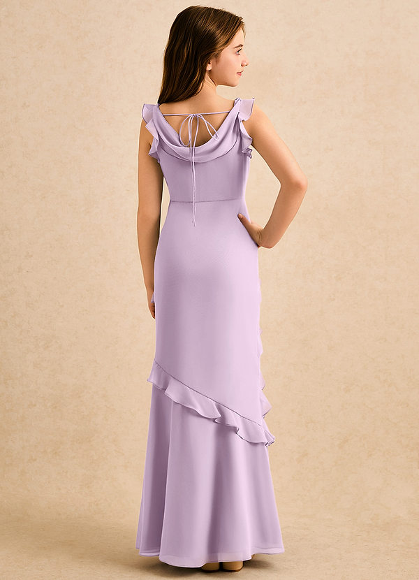 Azazie Aria Girls Formal Sukienki dla dziewczynek sypiących kwiaty Syrena Marszczony Szyfon Długość podłogi Sukienka image1