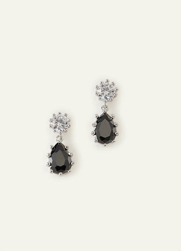 front Crystal and Onyx Pear Drop Earrings