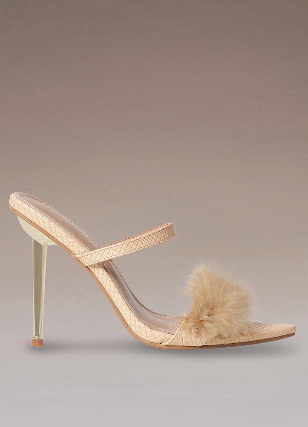 front Apricot Feather High Heel Sandals