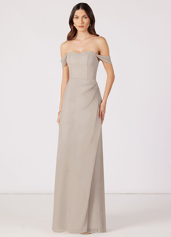 Azazie Jordyn Bridesmaid Dresses A-Line Off the Shoulder Chiffon Floor-Length Dress image1