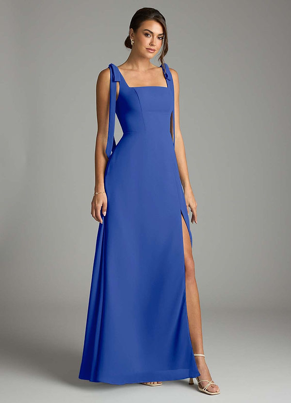 Azazie Debra Bridesmaid Dresses Royal Blue A-Line with Pockets Chiffon Convertible Dress image1