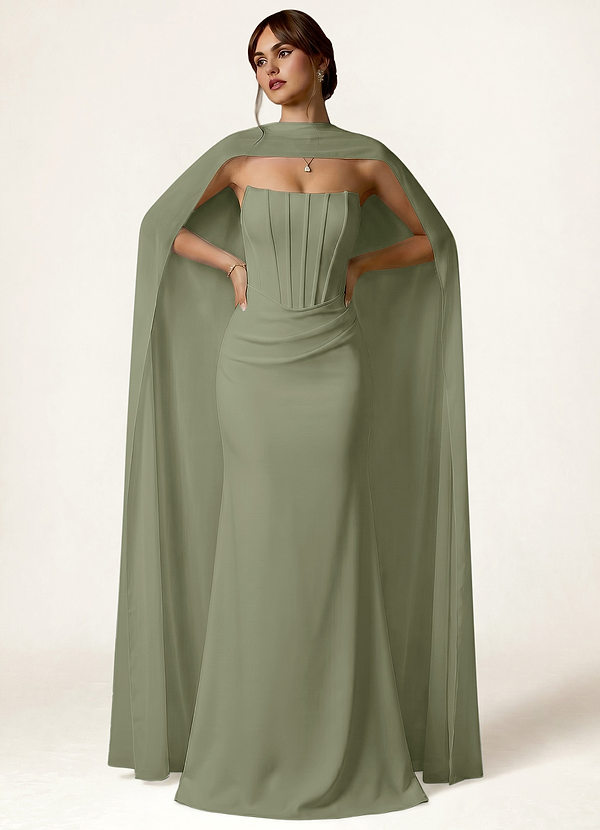 front Azazie Dopasowany kolor szalika z szyfonu z perłowym wykończeniem