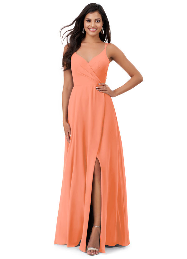 Azazie Lennon Robes Demoiselle d'honneur Robe Trapèze en Mousseline de soie Dentelle Coucher De Soleil image1