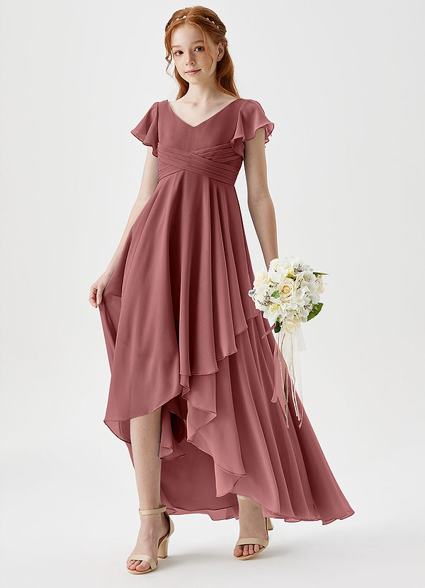 Azazie Caria Junior Amethyst A-Line Pleated Chiffon Dress image1