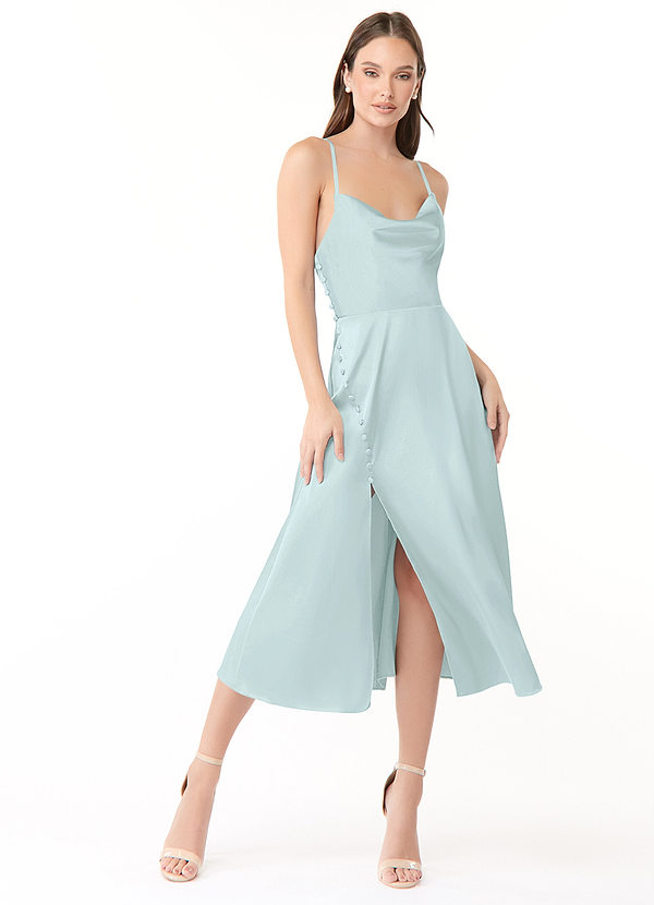 Sea Glass Azazie Ceci Stretch Satin Dress Bridesmaid Dresses | Azazie