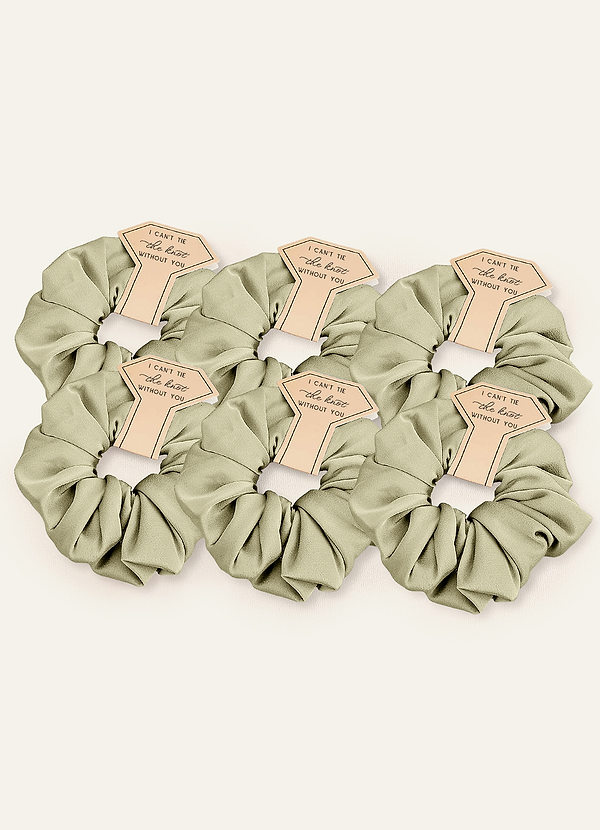 front Matching Color Six-Piece Bridesmaid Stretch Satin Over Size Scrunchie Set