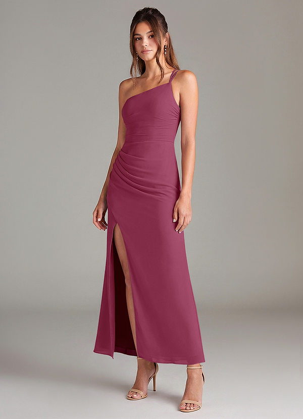 Azazie Eren Bridesmaid Dresses Mulberry Mermaid One Shoulder Chiffon Dress image1