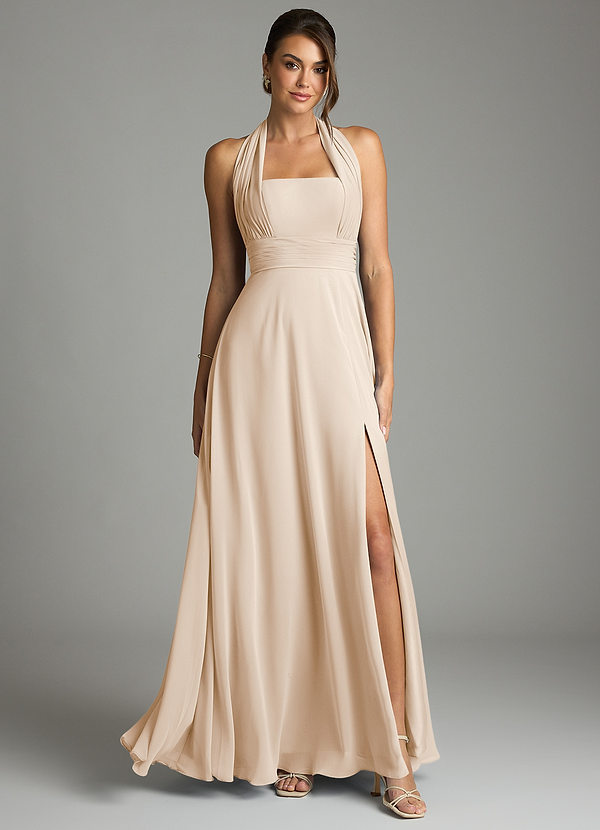 Azazie Tamira Suknie dla druhen Linia A Pofałdowany Szyfon Do ziemi Sukienka image1