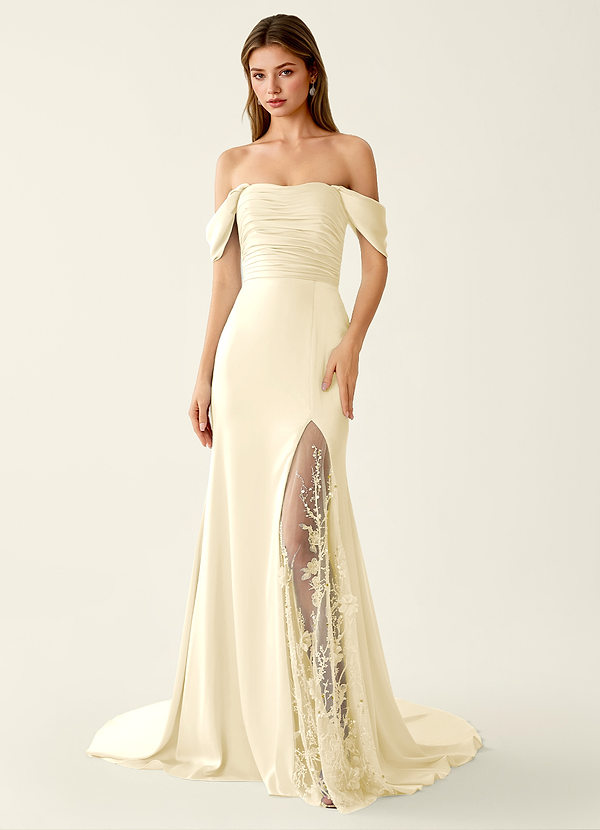 Donatella Champagner 3D-Blumen-Glitzerkleid mit Schnürung am Rücken image1