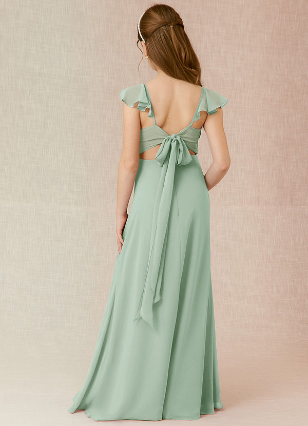 Azazie Everett Junior Agave A-Line Chiffon Dress image1