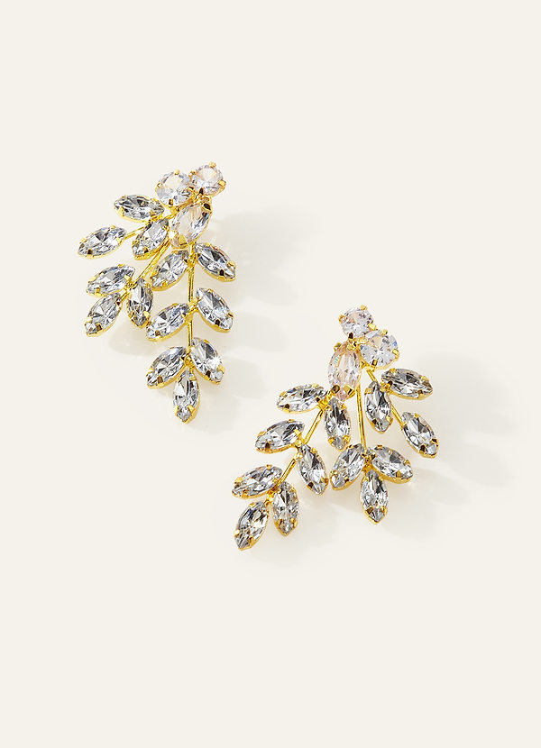 front Crystal Foliage Statement Earrings