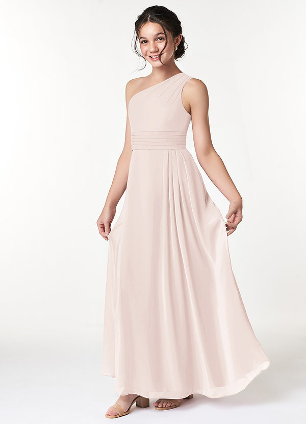 Azazie Cleo Junior Vestido de Pétalo De Rosa de Gasa de Corte En A con Plisado image1