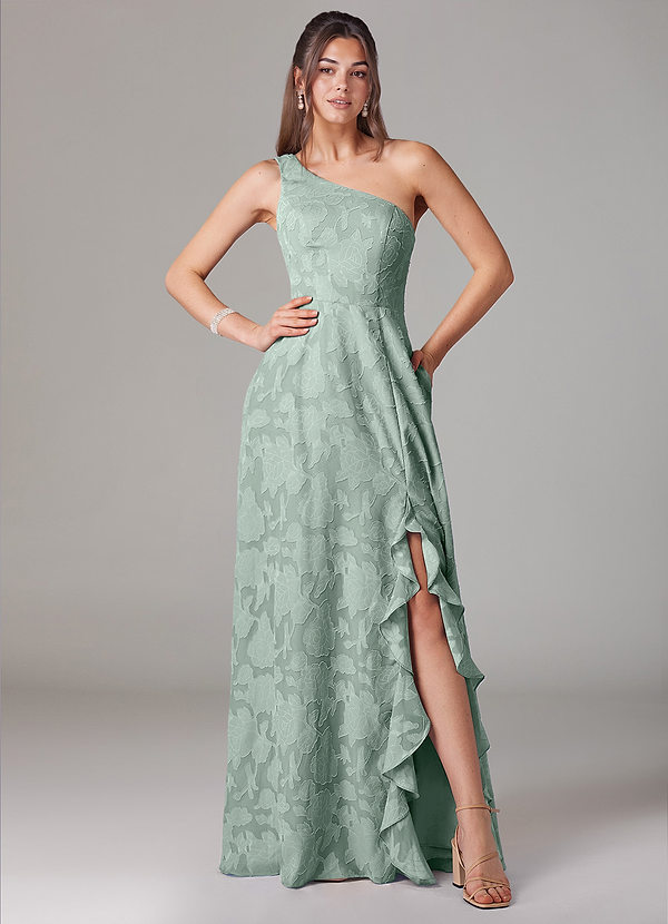 Ellianna Bridesmaid Dresses Agave A-Line One Shoulder Floral Burnout Dress image1