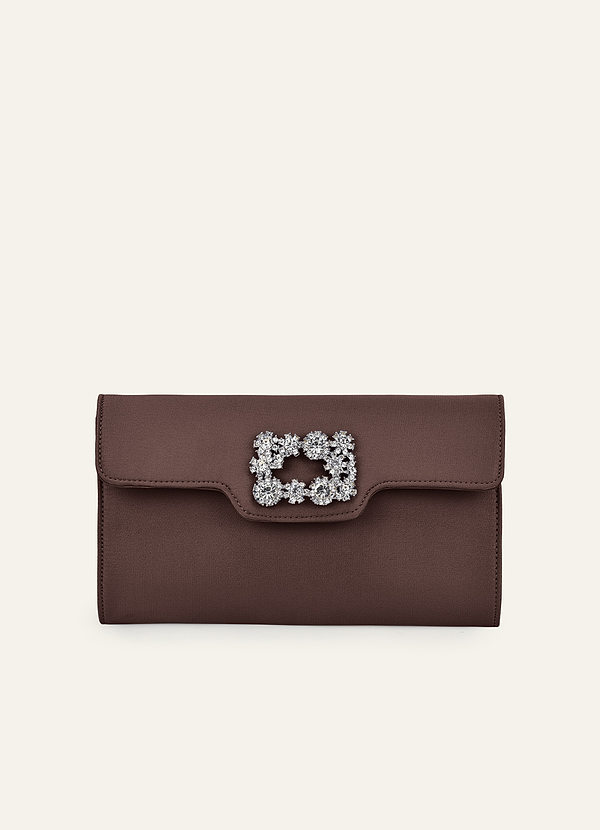 front Matchende farve stretch satin krystallås kuvert clutch
