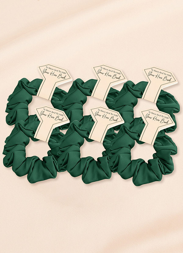 front Farblich Passendes Sechsteiliges Scrunchie-Set Für Brautjungfern Aus Stretch-Satin In Normaler Größe