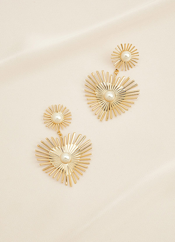 front Statement Sunburst Pearl Drop Earrings