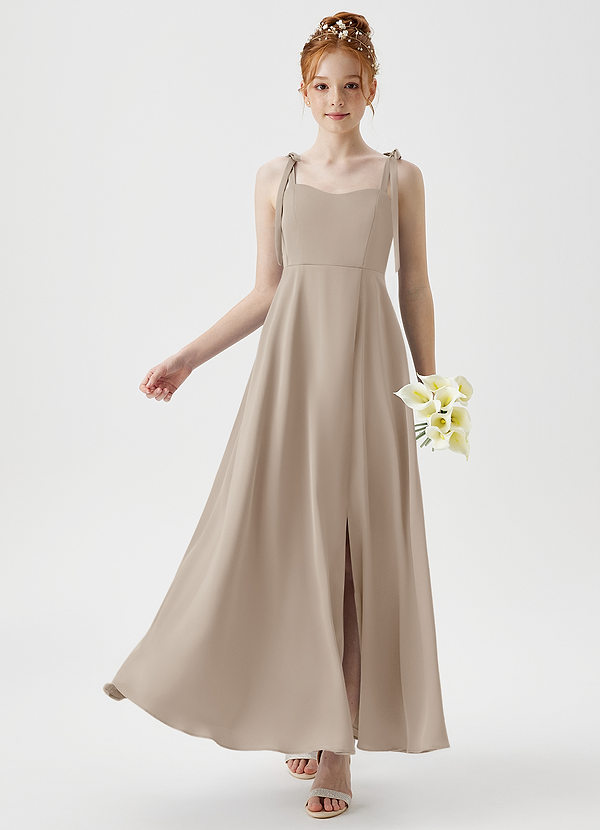 Azazie Rosey Junior Frost A-Line Sweetheart Neckline Stretch Satin Dress image1