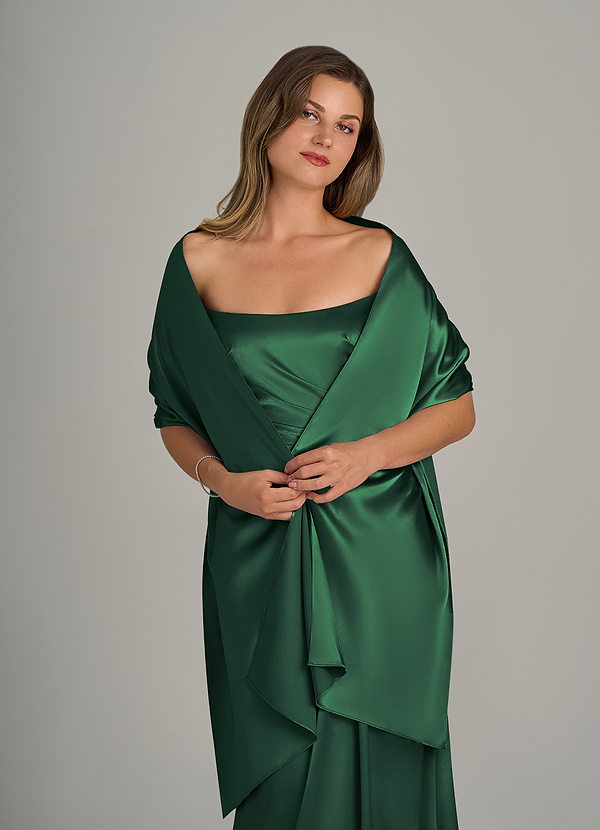 front Azazie Matching Color Metallic Satin Shawl