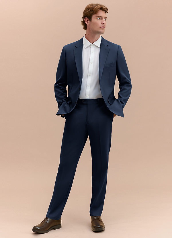 James Dark Navy Structured Stretch Suit | Suit Sets |Azazie