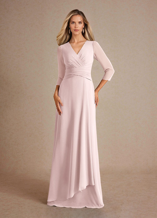 Azazie Mayfield Mother of the Brides Dresses Blushing Pink A-Line Pleated Chiffon Dress image1