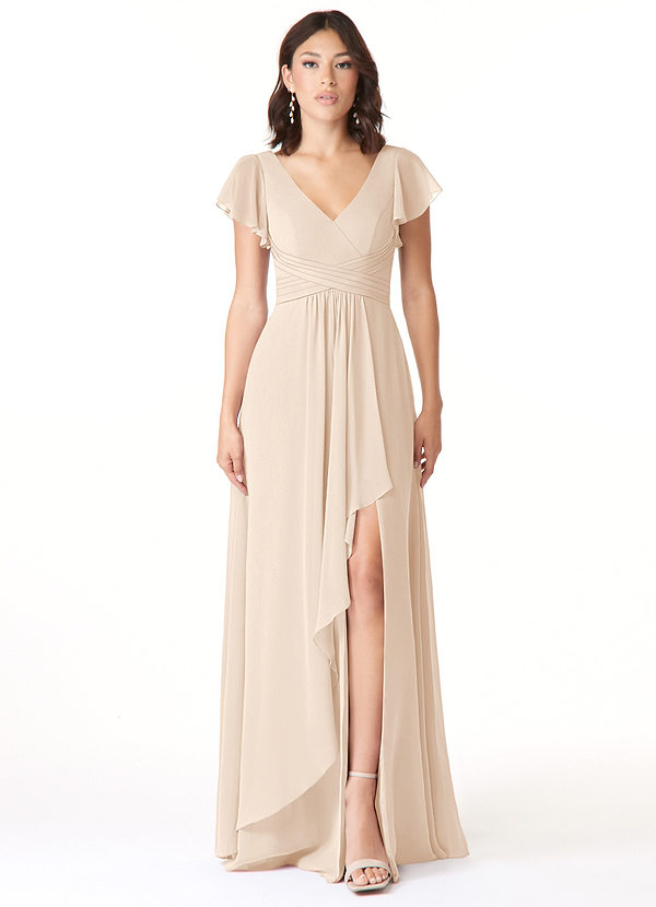 Azazie Omari Bridesmaid Dresses White Alabaster A-Line Chiffon Dress image1