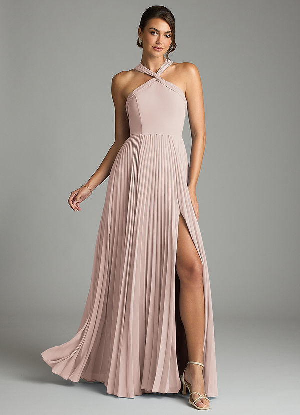 Azazie Afra Abiti da Damigella Abito A-Line in Chiffon Plissettato Petalo Di Rosa image1