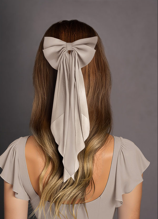 front Matching Color Chiffon Burnout Bow Hair Clip