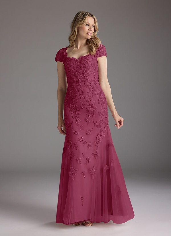 Azazie Marbella Mother of the Brides Dresses Mulberry Mermaid Queen Anne Sequins Lace Dress image1