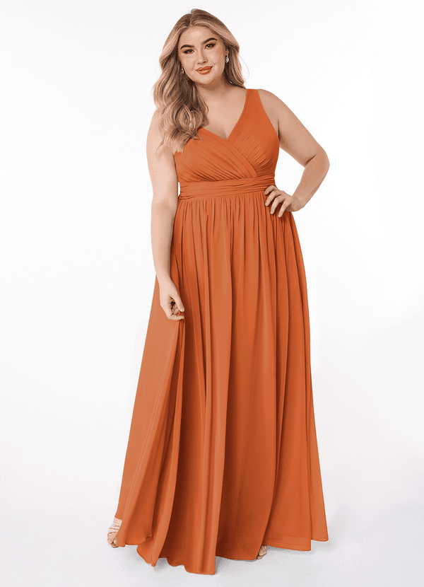 Azazie Kora Brautjungfernkleider A-Linie Plissee Chiffon Kleid Kanel image1