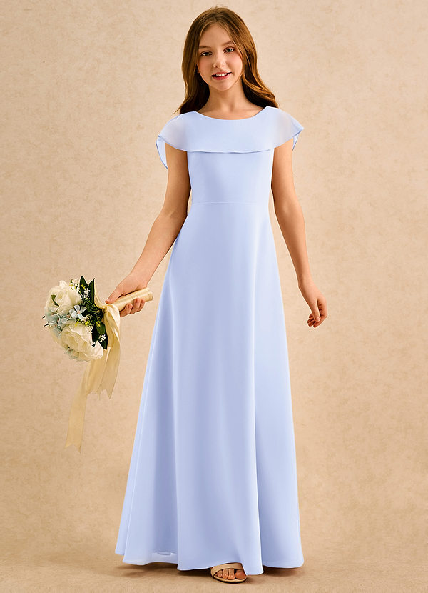 Azazie Kittie Girls Formal Sukienki dla dziewczynek sypiących kwiaty Linia A Szyfon Długość podłogi Sukienka image1