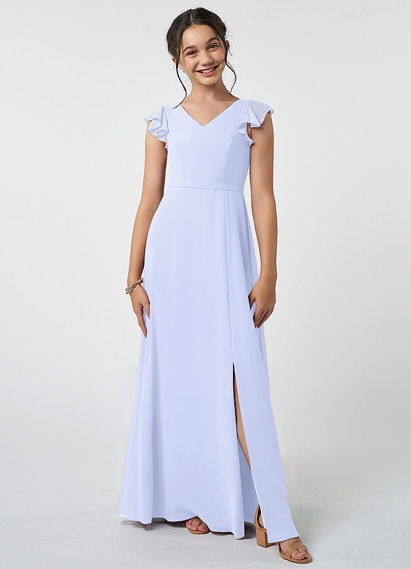 Azazie Claudine A-Line Pleated Chiffon Floor-Length Junior Bridesmaid Dress image1