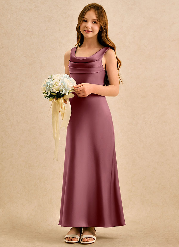 Azazie Raspberry Girls Formal Klänningar för brudeflicka Klä A-Line i Stretch Satin Plisserad image1