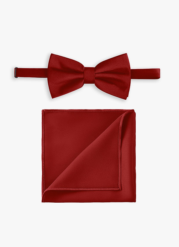 front Stretch Satin Bow Tie and Pocket Square Set