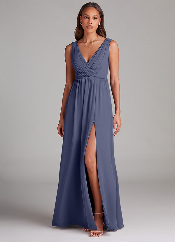 Azazie Tanicia Bridesmaid Dresses Stormy A-Line Pleated Chiffon Dress image1